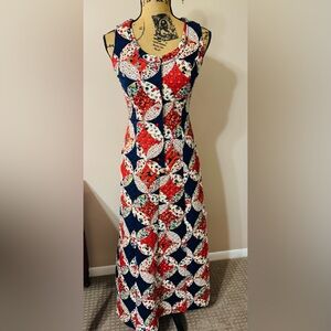 VTG Nancy B of California Quilted Maxi Dress 16 PTP 53 L Multi Paisley Floral